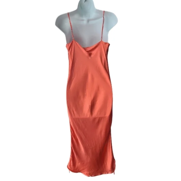 Aritzia Wilfred Only Slip Dress Fresco Pink Cowl Neck Satin Sz Medium Spring - Picture 2 of 9